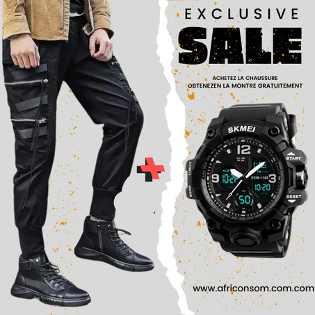 Chaussure Martini simili cuir | Montre SKMEI offert