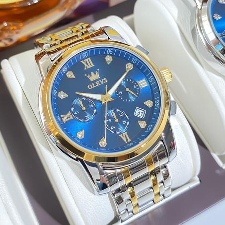 OLEVS – montre de luxe  pour hommes, en acier inoxydable