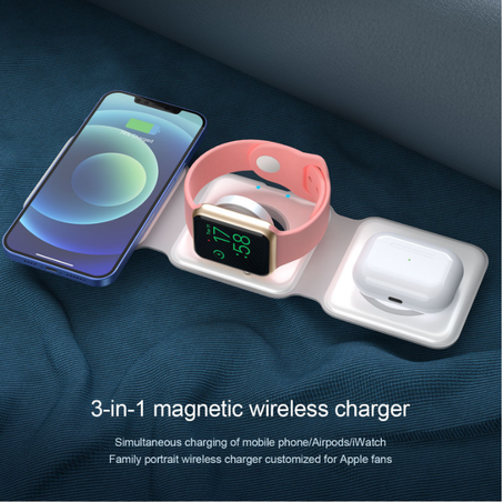 CHARGER MAGNETIQUE SANS FIL RAPIDE 3 EN 1! 15W
