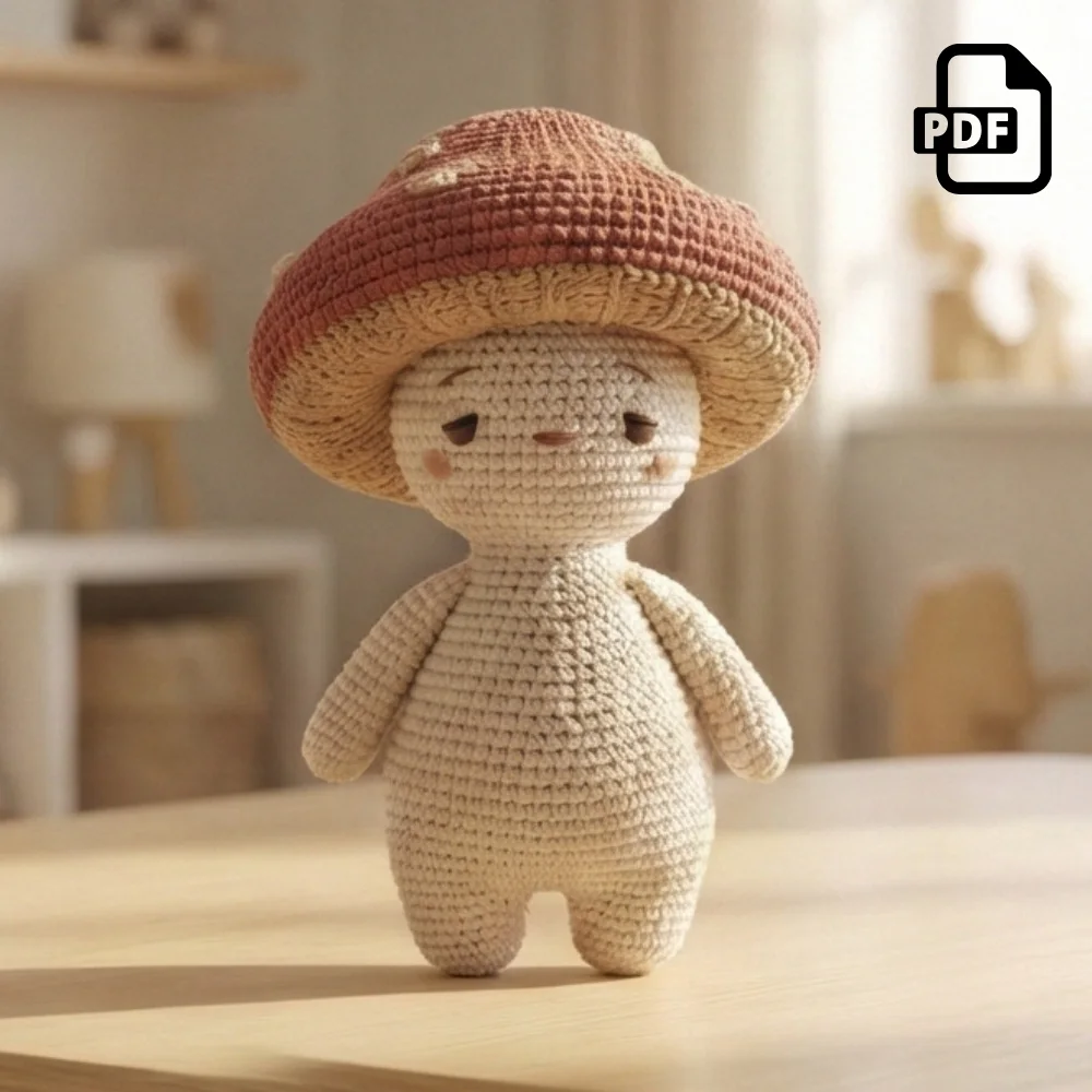 Brown Mushroom Guy Amigurumi Pattern PDF | Kids Play Toy