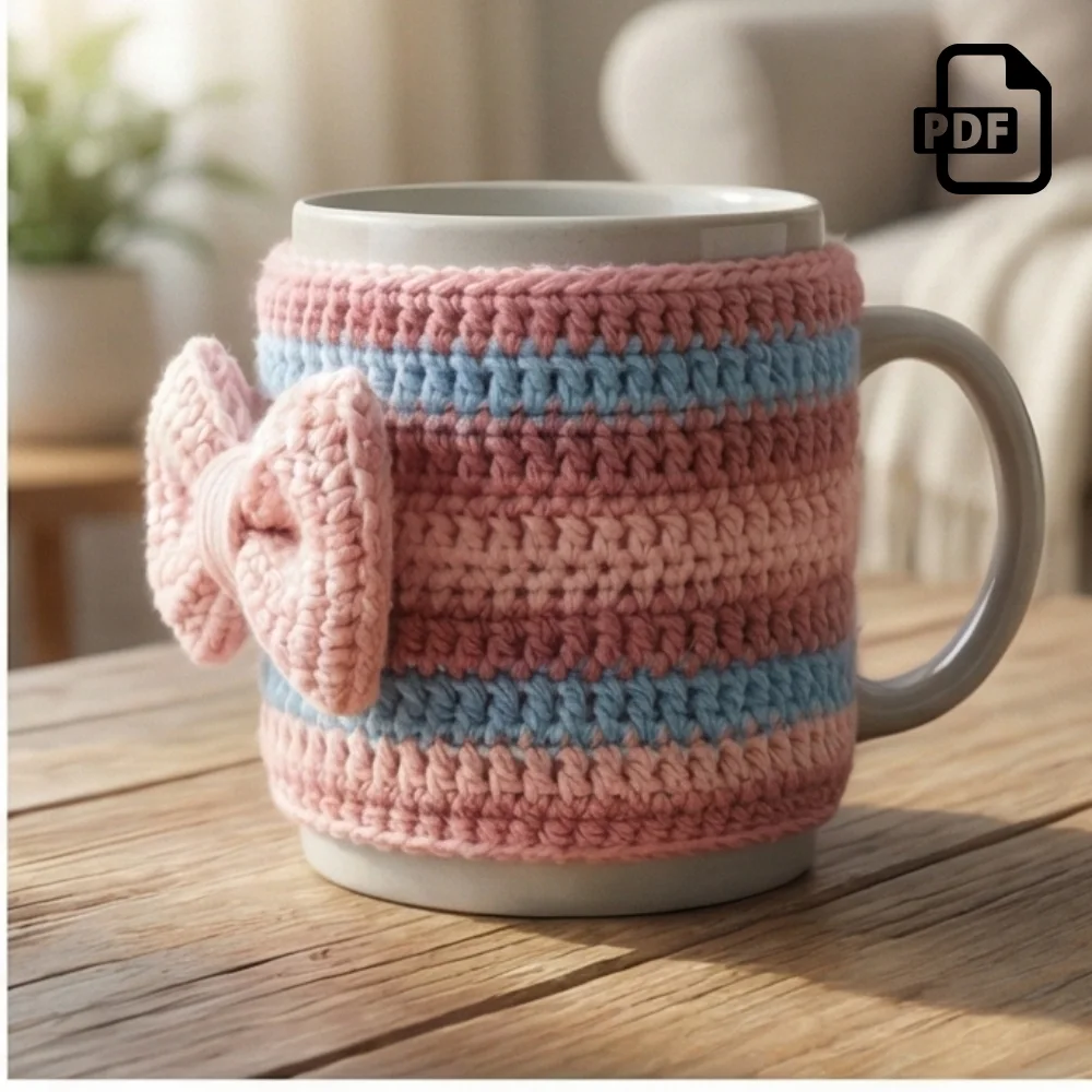 Bow Mug Cozy Crochet Pattern PDF | Home Decor