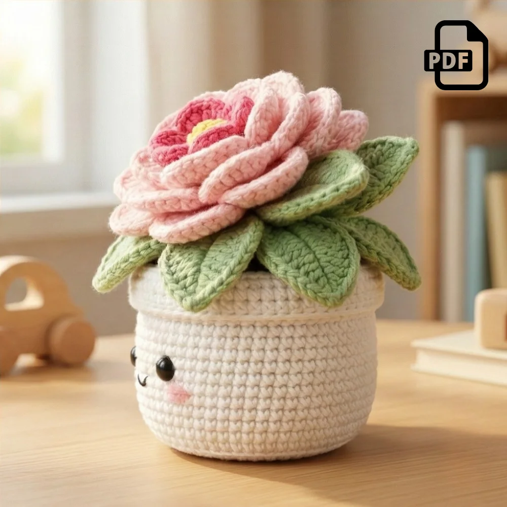Blush Flower Pot Amigurumi Pattern PDF | Home Decor
