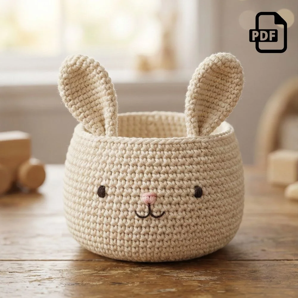 Cuddly Bunny Basket Crochet Pattern PDF | Kids Play Toy