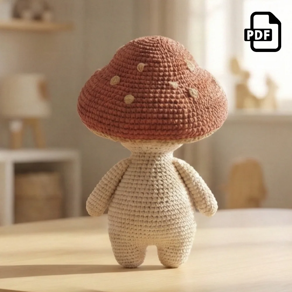 Brown Mushroom Guy Amigurumi Pattern PDF | Kids Play Toy