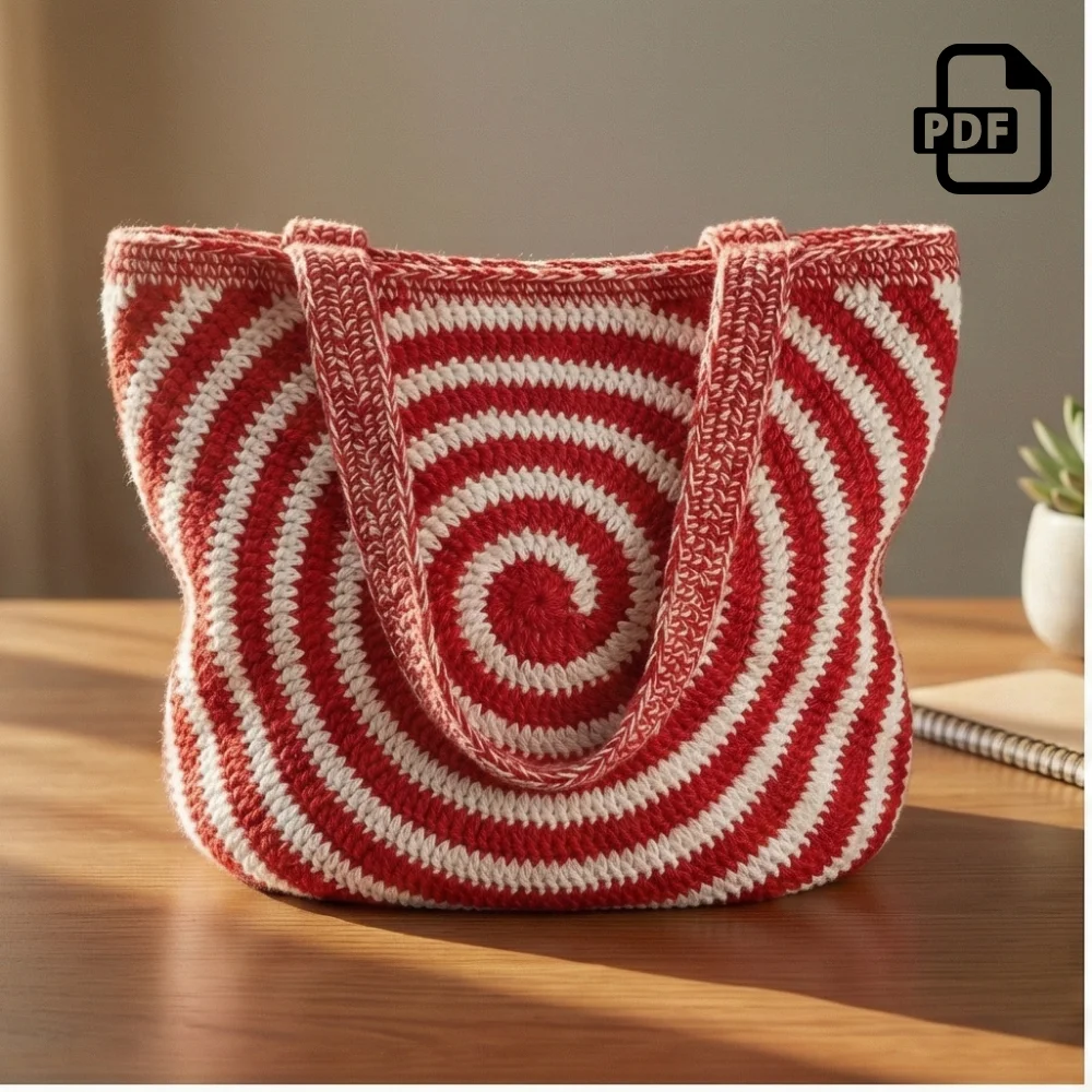 Peppermint Swirl Tote Crochet Pattern PDF | Bag Pattern