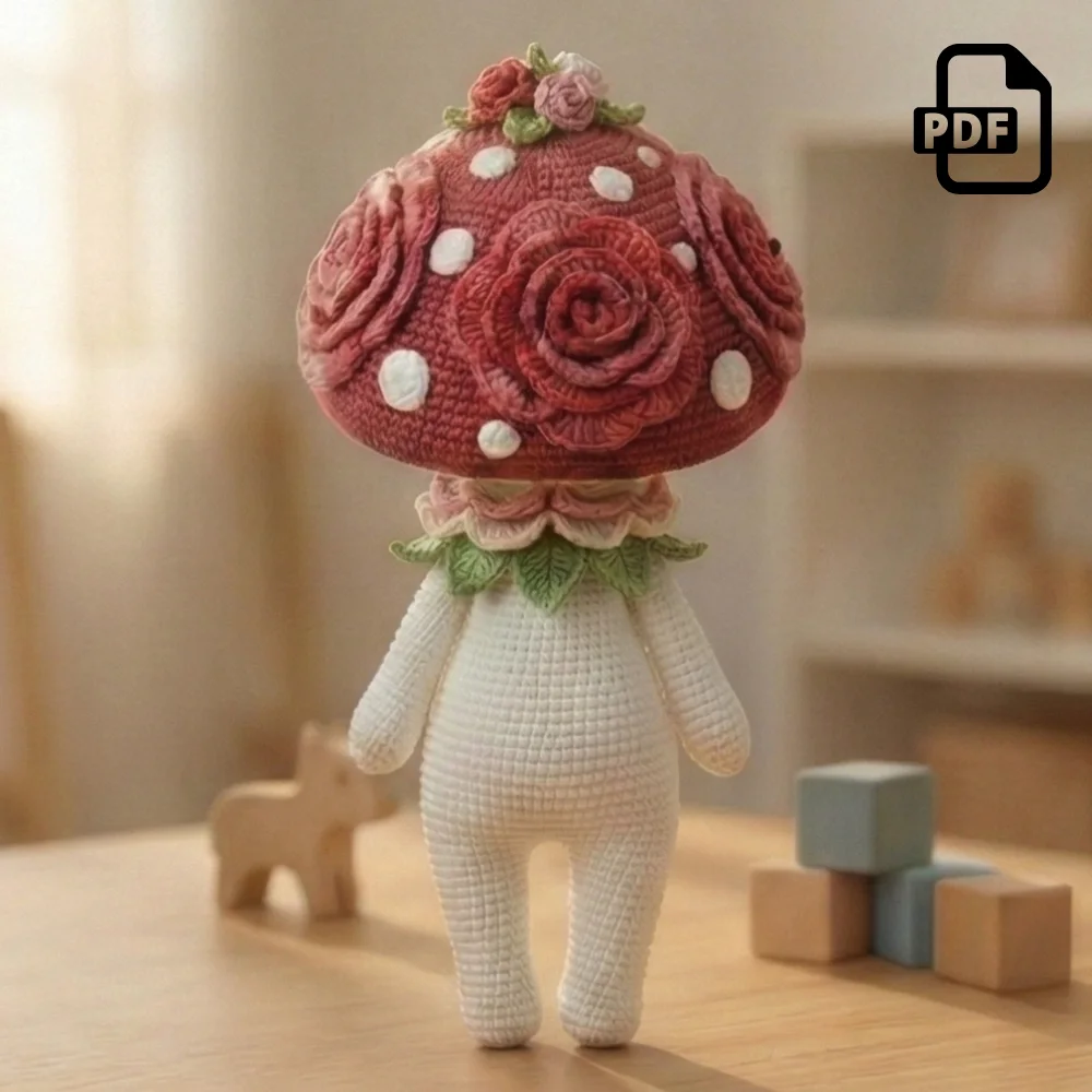 Rose Mushroom Girl Amigurumi Pattern PDF | Kids Play Toy