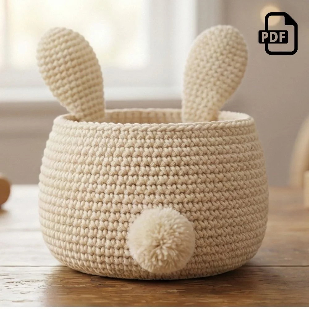 Cuddly Bunny Basket Crochet Pattern PDF | Kids Play Toy