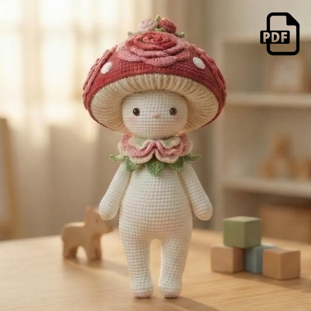 Rose Mushroom Girl Amigurumi Pattern PDF | Kids Play Toy