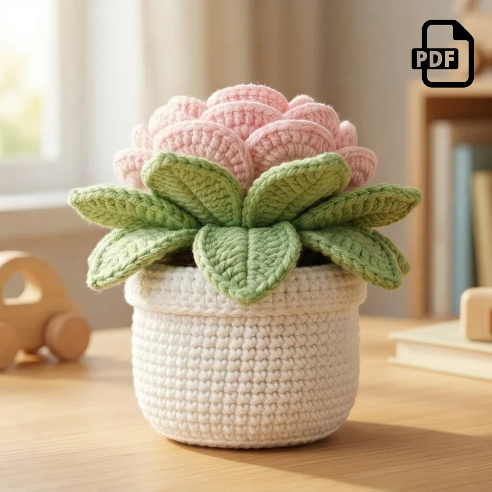 Blush Flower Pot Amigurumi Pattern PDF | Home Decor