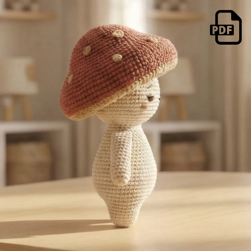 Brown Mushroom Guy Amigurumi Pattern PDF | Kids Play Toy