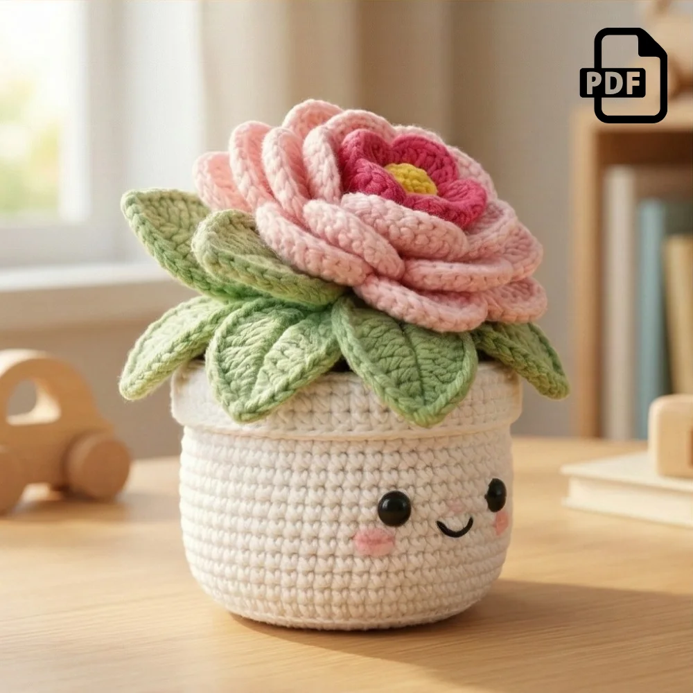 Blush Flower Pot Amigurumi Pattern PDF | Home Decor