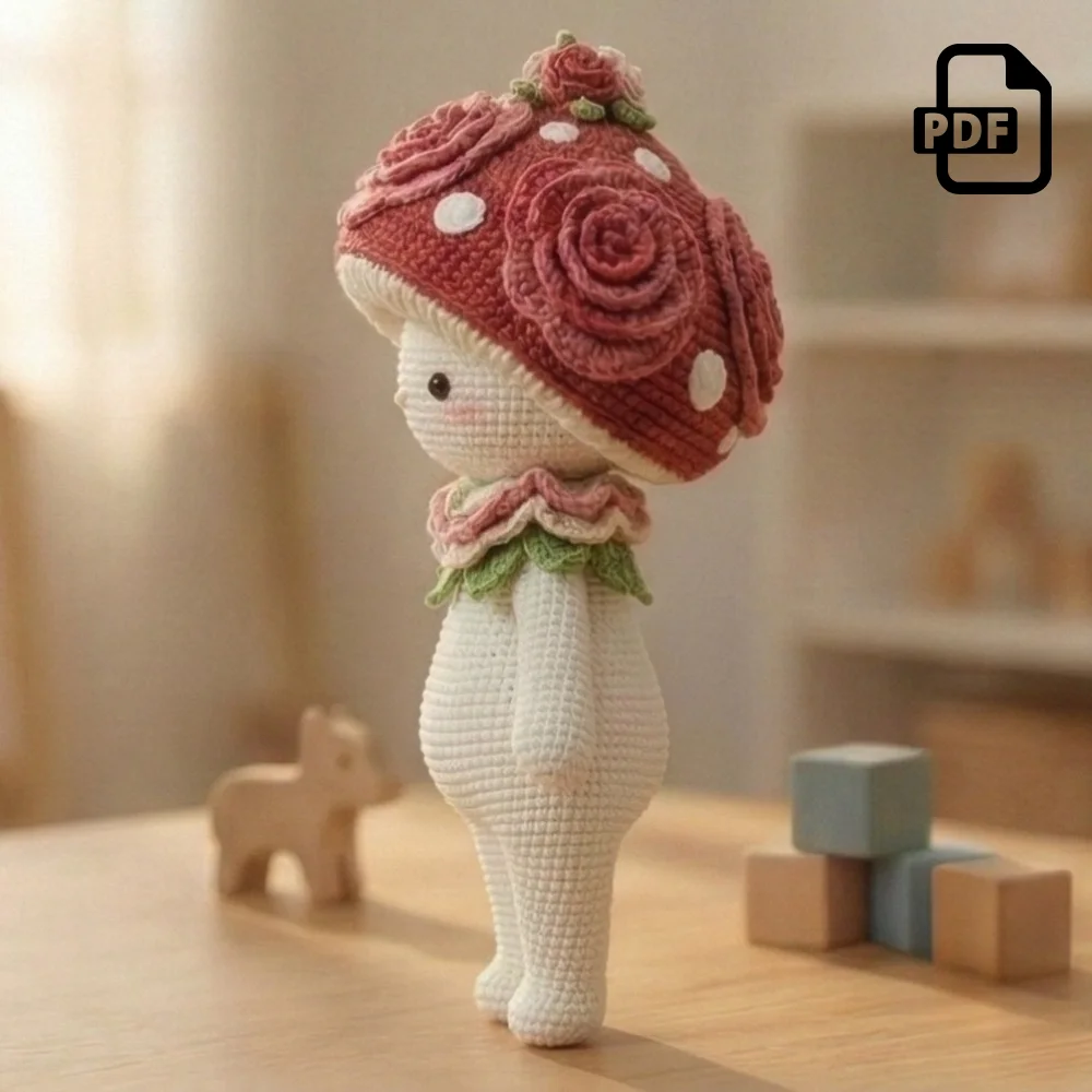 Rose Mushroom Girl Amigurumi Pattern PDF | Kids Play Toy