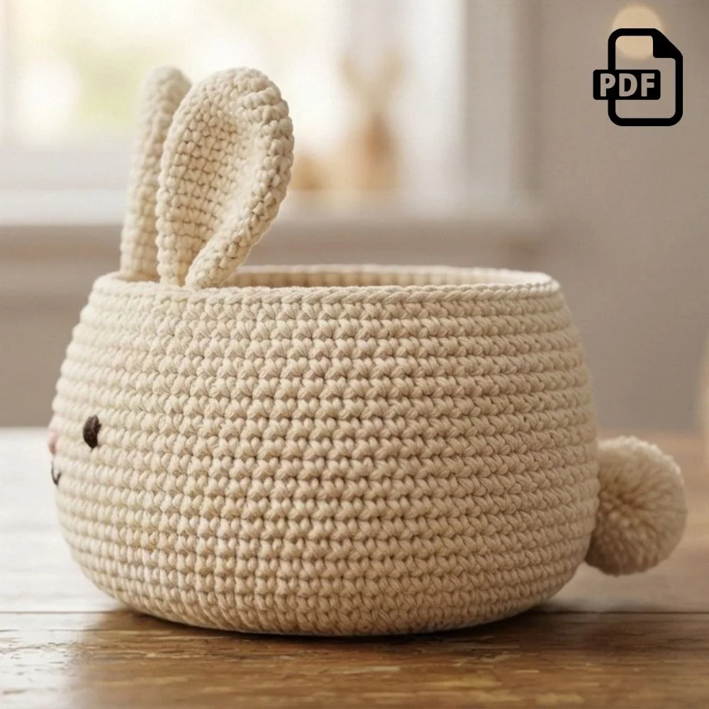 Cuddly Bunny Basket Crochet Pattern PDF | Kids Play Toy