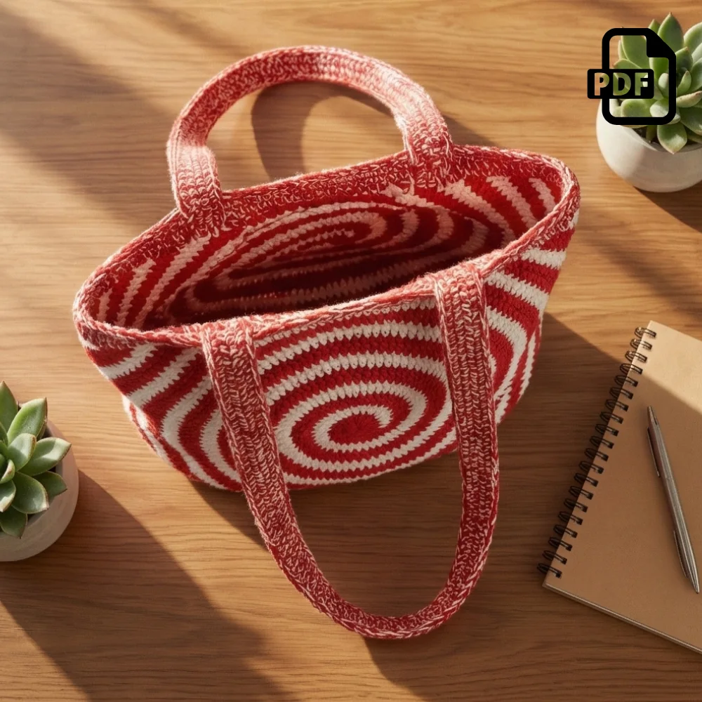 Peppermint Swirl Tote Crochet Pattern PDF | Bag Pattern