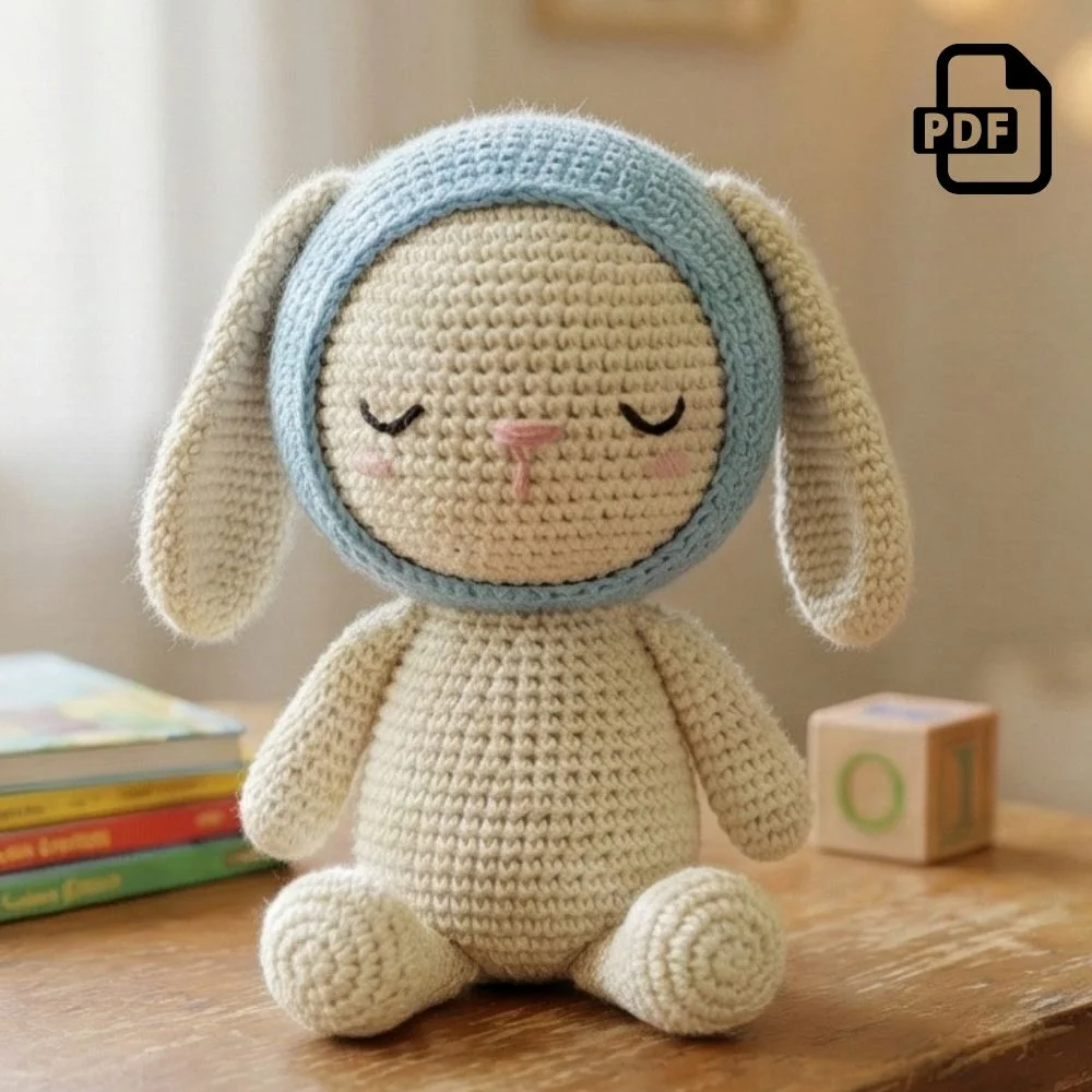 Sleepy Bunny Amigurumi Pattern PDF | Kids Play Toy