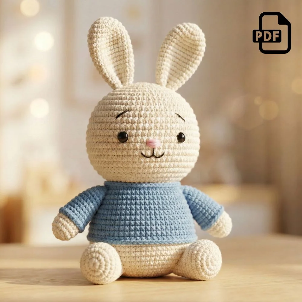 Sitting Bunny With Sweater Amigurumi Pattern PDF | Kids Play Toy