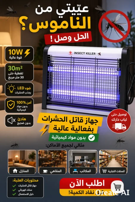جهاز قاتل الحشرات بالكهرباء (Insect Killer)، وكيستعمل باش يتخلص من الناموس والذباب بطريقة آمنة وفعالة داخل المنزل 👇