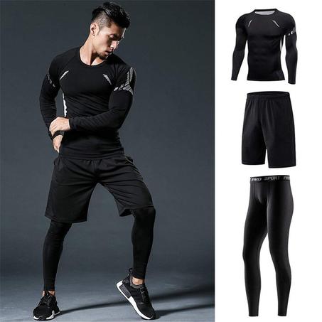 Survêtement de sport et entrainement pour hommes Tenu à manches longues + Collant