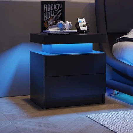Veloria Nightstand – طابلة ذكية بمخزن سري يفتح بالبطاقة