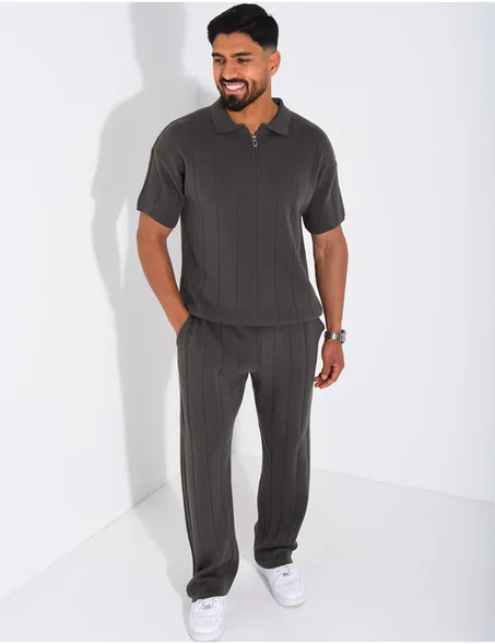 Ensemble pantalon et polo zippé