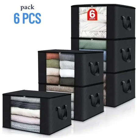 مجموعة من 6 أكياس تخزين توفير مساحة بنوافذ شفافة 90 لتر