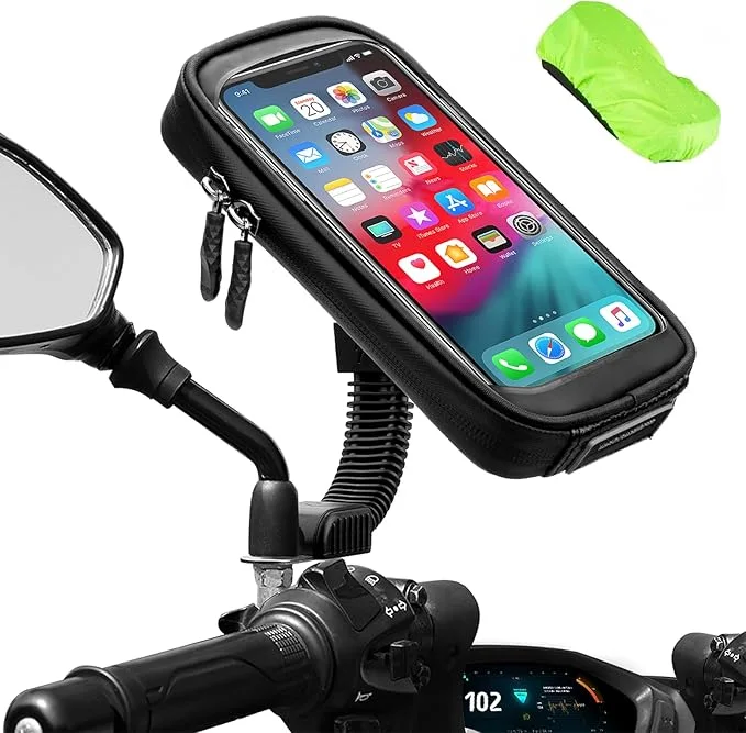 حامل هاتف مقاوم للماء للدراجة، حامل هاتف بشاشة لمس للدراجة، حقيبة هاتف محمول عالمية مقاومة للماء، حامل هاتف قابل للدوران 360 درجة للدراجات النارية والسكوتر والدراجات الرباعية والدراجات الجبلي
