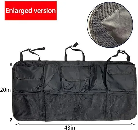منظم صندوق السيارة، منظم صندوق معلق للمقعد الخلفي، حقيبة تخزين قابلة للطي مع 9 جيوب، للسيارات الرياضية متعددة الاستخدامات، والشاحنات، والشاحنات الصغيرة، والشاحنات العائلية