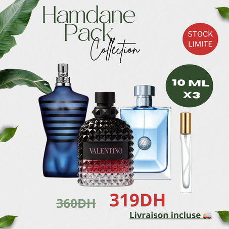 Pack 10ml Ultra Male + 10ml  Valentino Umo Born in Roma EDP Intense + 10ml Versace + Liv