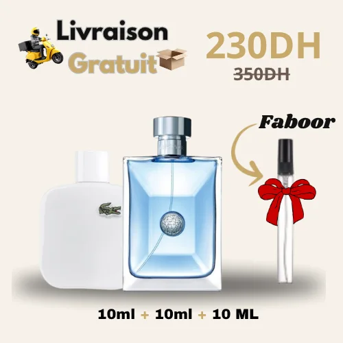 Pack Versace pour homme + lacoste blance + 10ml gratuit