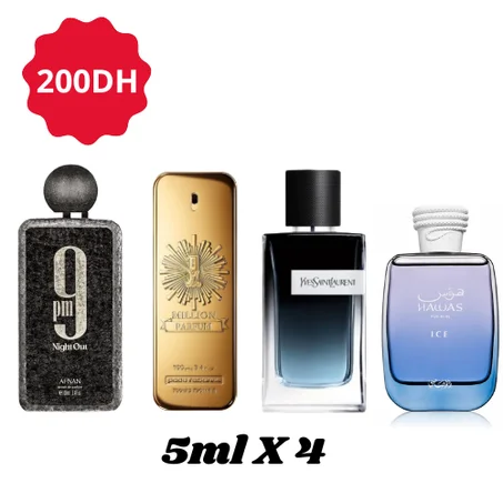 5ml one million parfum + 5ml y ysl + 5ml 9 out + 5 ml hawas ice