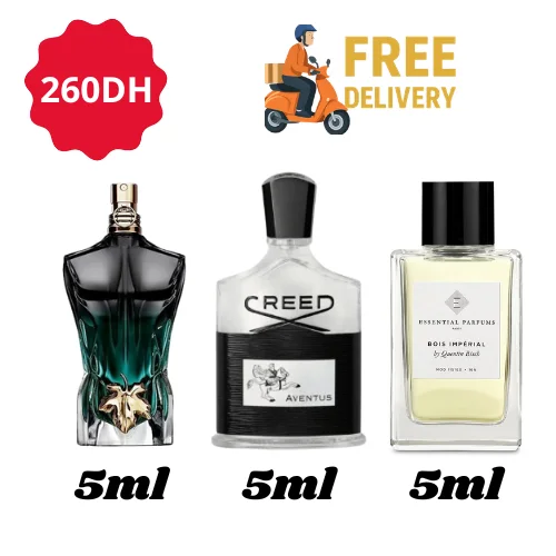 5ml creed aventus + 5ml bois impérial + 5ml le beau le parfum