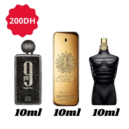 Pack cadeau : One million parfum + le male le parfum + 9pm night out