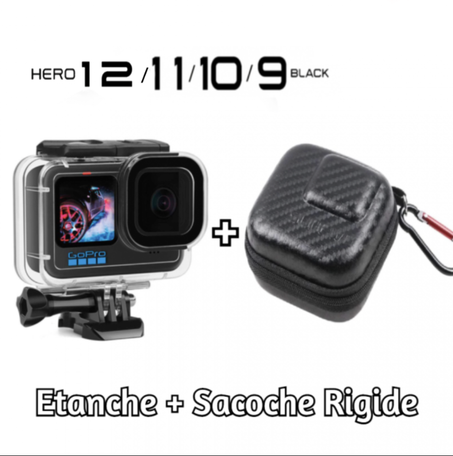 Boitier Etanche + Sacoche Rigide pour GoPro Hero 9 & 1O & 11 & 12