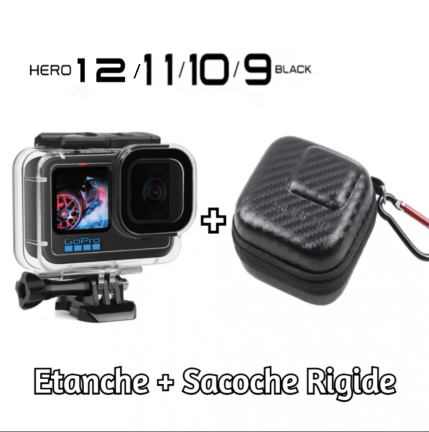 Suptig Boîtier Étanche 50m Pour GoPro Hero 13 12 11 10 9 - Protection Plongée Avec Câble De Charge