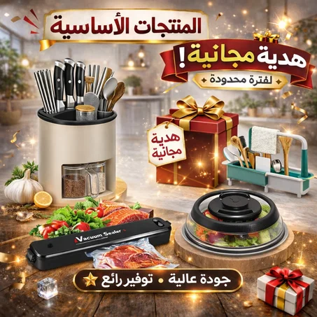 عرض طقم المطبخ الذكي: 4 منتجات مطبخ أساسية (2 رئيسية + 2 هدية مجانية) بسعر 249 درهم فقط!