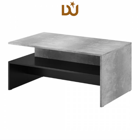 Table basse design collection  coloris gris effet béton et noir. 100cm/60cm/45cm.