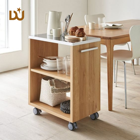 Meuble MultiSpace avec table Marbre et 3 Etagère Noir .