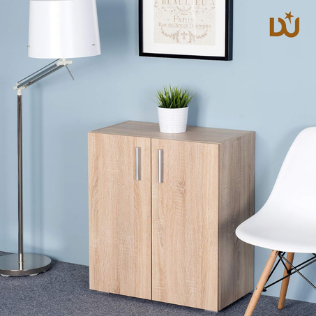 Meuble de Rangement  chêne 2 Niveaux pour Salon Bureau Chambre