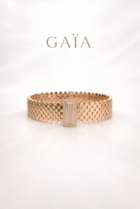 ✨ Bracelet Manchette Trame d'Or ✨