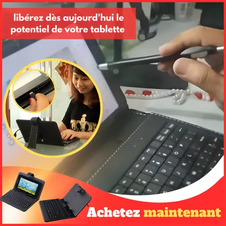 Étui en cuir avec clavier Bluetooth sans fil pour tablette 7 pouces, parfait pour iPhone et Android