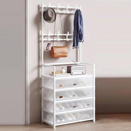 حامل معاطف وأحذية أبيض أنيق