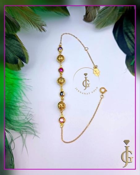 gourmette multicolore en or 18 carats