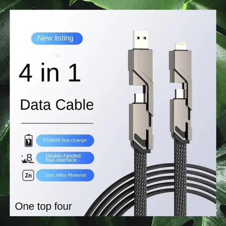 Câble USB 4 en 1 pour iPhone et androïd 66 W   (Exclusivité)