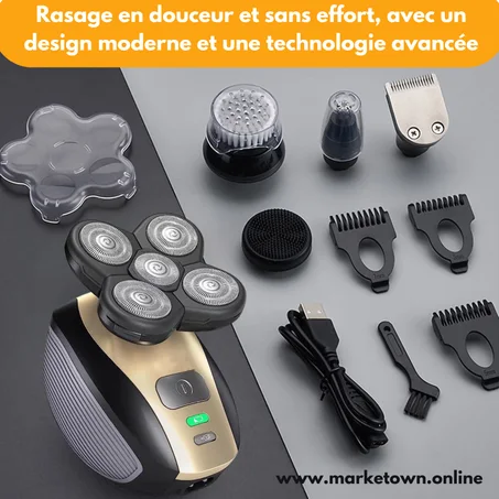 Rasoir étanche haute puissance rechargeable 5 en 1 à cinq lames