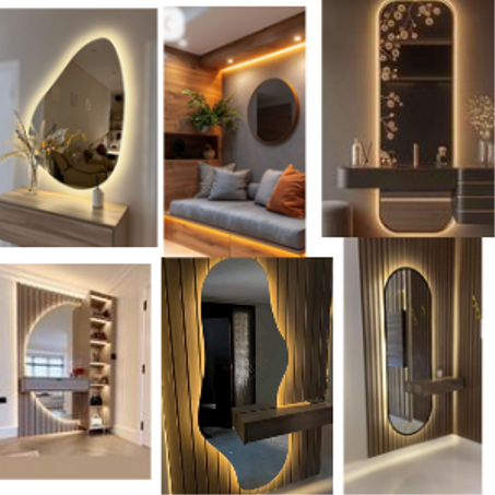 * مرايا مضيئة بتصاميم عصرية: