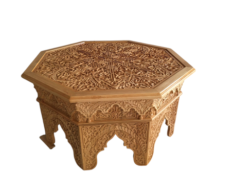 طاولة مغربية منقوشة يدويًا من خشب الأرز
