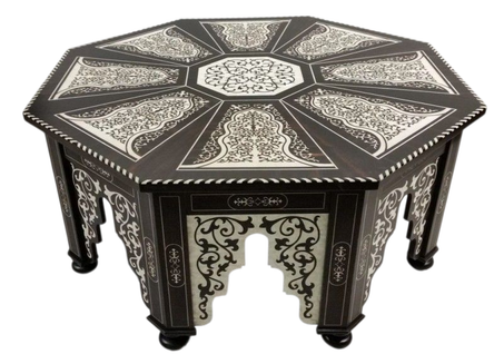 طاولة مغربية عتيقة من خشب الأبنوس والصدف الطبيعي