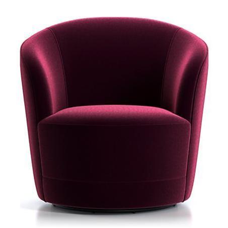 ​كرسي مخملي دوّار باللون العنابي