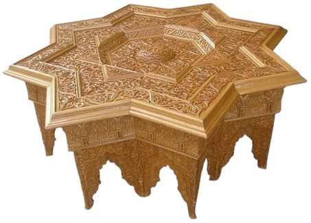 طاولة مغربية عتيقة من الخشب المنقوش يدويًا