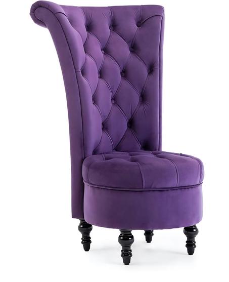 كرسي مخملي أنيق باللون الأرجواني الملكي
